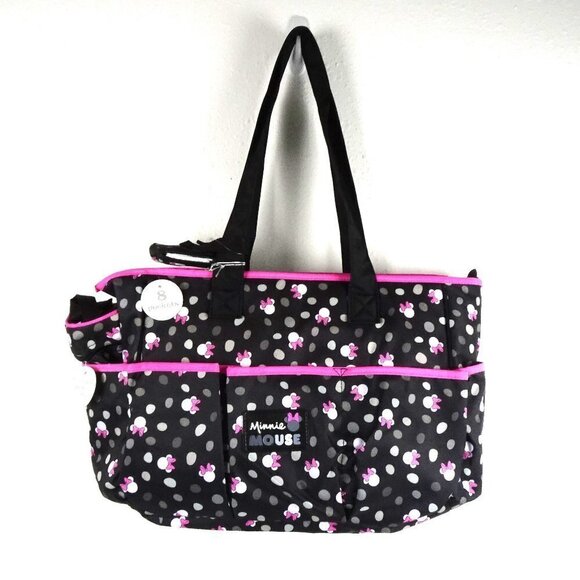 Disney Baby Minnie Mouse Diaper Bag 8 Pockets 4 Piece Set 19" Large NEW - Picture 1 of 11